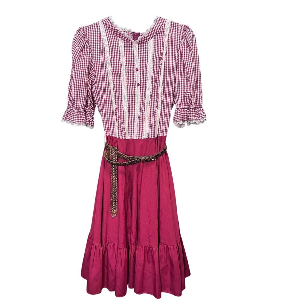 Burgundy milkmaid prairie costume dress